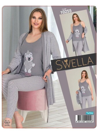 SWELLA 10255 3'LÜ PİJAMA TAKIMI ASORTİ