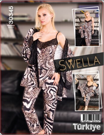 SWELLA 30345 FANTAZİ 3'LÜ PİJAMA TAKIMI ASORTİ